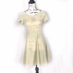 Akira Chicago Cream Short Sleeve Skater Dress